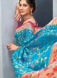 Turquoise And Rani Color Banarasi Silk Saree